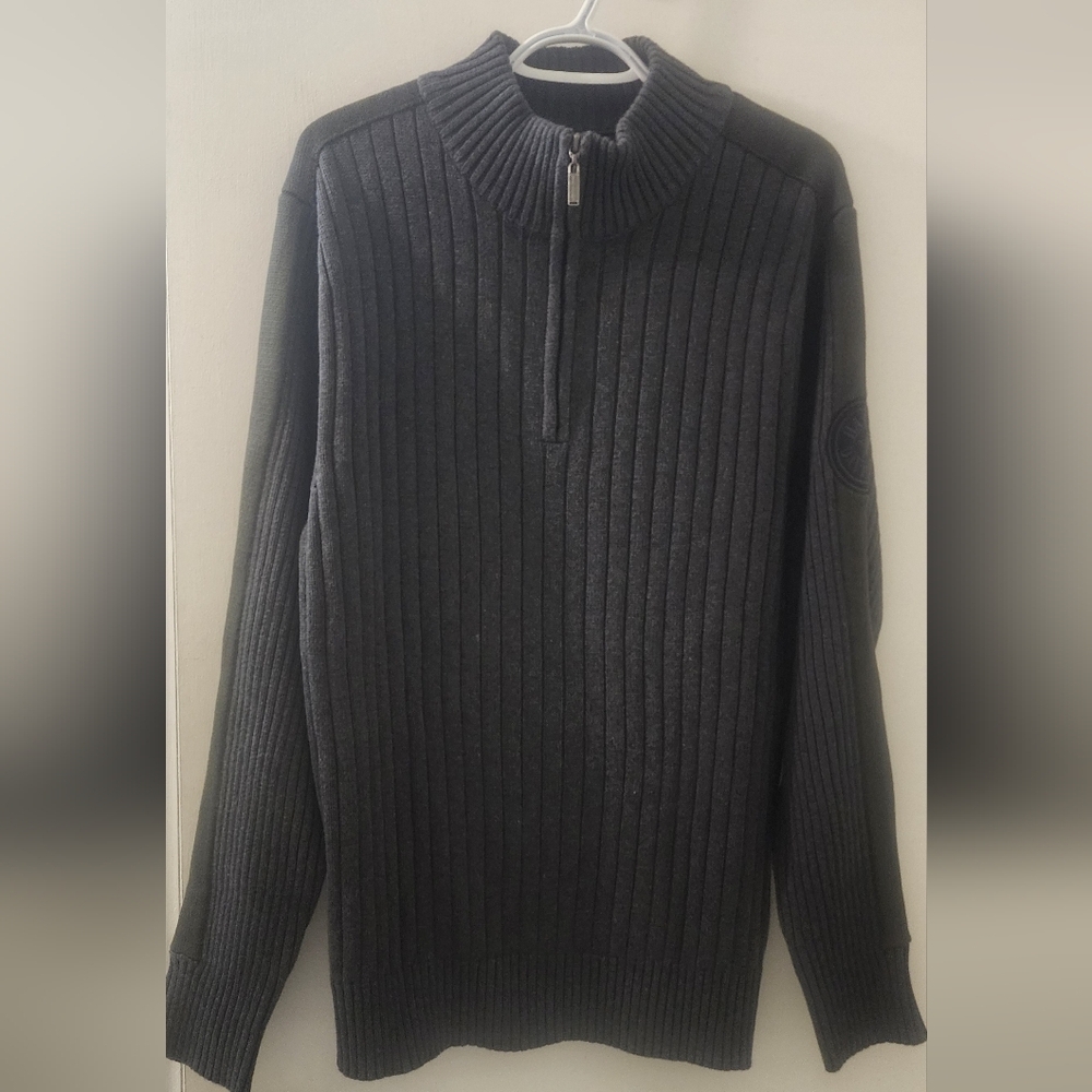 Harley Davidson Men's Black Ribbed Sweater, Size Large, Cotton.